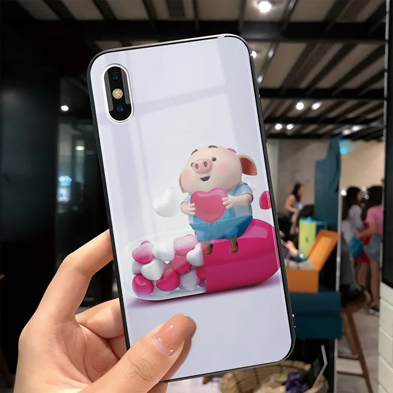 Очаровательный милый чехол для телефона Piggy для iPhone 11 Pro Max 11 Pro i8 i8 Plus i7 i7 Plus i6 i6s закаленное стекло Fpr huawei P30 P30 Pro