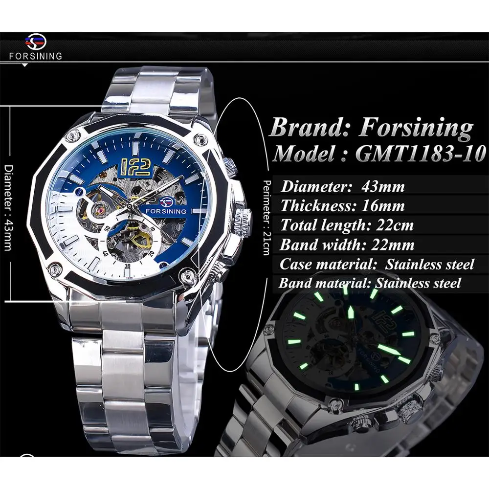 Forsining Relógio Mecânico Steampunk Masculino Relógio Esportivo Automático de Marca de Luxo Peças de Tempo de Alta Qualidade Luminoso Relógio de Mão Masculino - Image 3