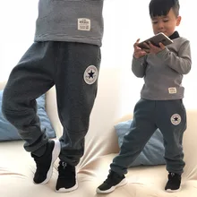 Модная детская одежда; зимний стиль; Простые Модные брюки унисекс с хлопковой подкладкой для студентов; брюки для больших детей; хлопковые брюки с начесом и толстой подкладкой