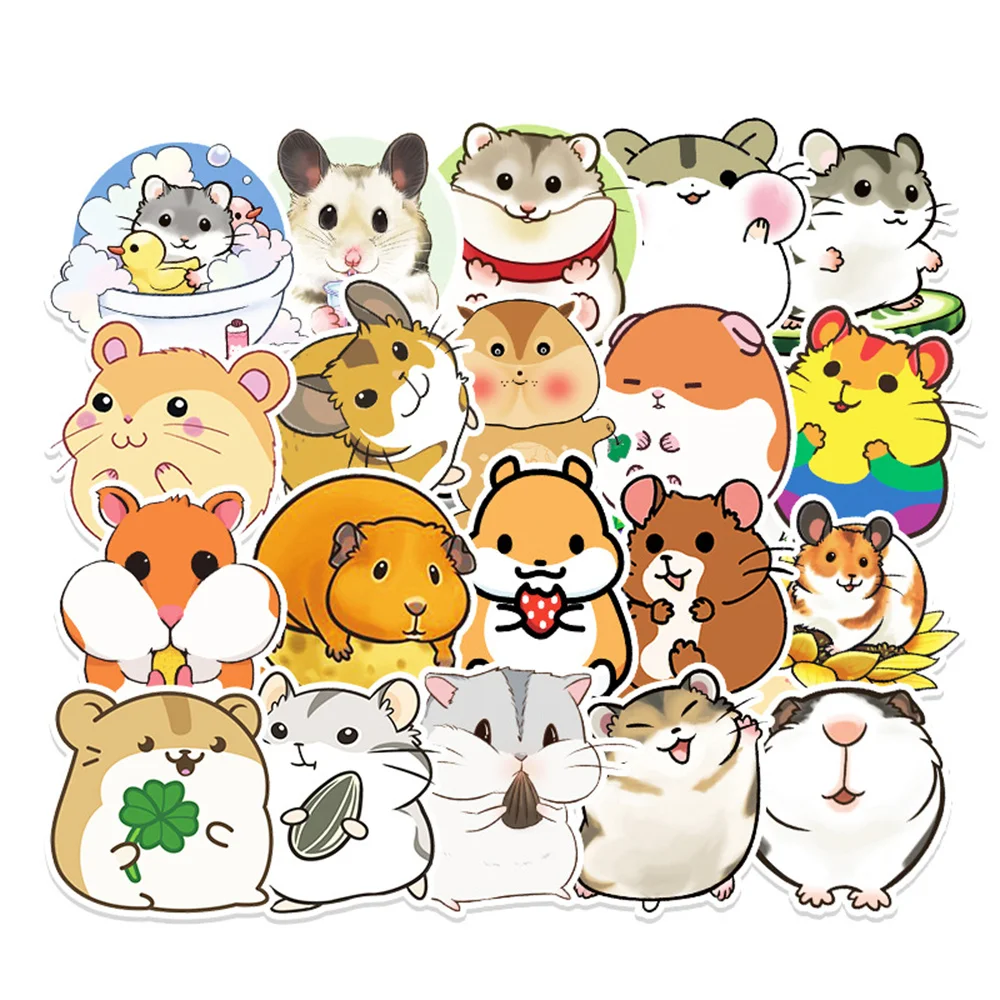 

10/30/50PCS Cartoon Hamster Cute Graffiti Stickers Luggage Laptop Stationery Stickers Wholesale