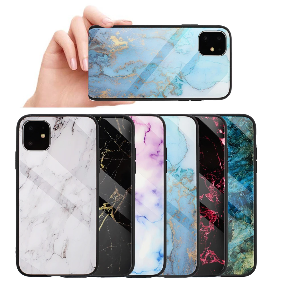 Роскошный чехол из закаленного стекла для телефона iPhone 11 Pro Max X XR XS 7 8 Plus 6 6S