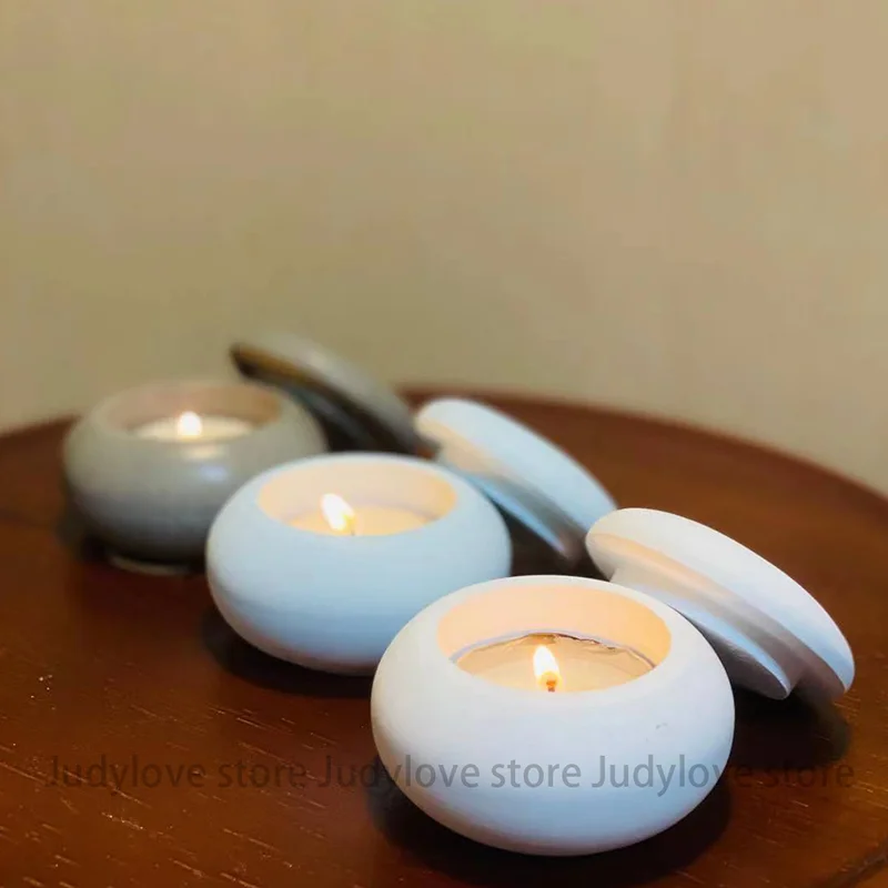 Plaster Tealight Holder Silicone Mold Concrete Molds for Jar DIY Epoxy Resin Jewelry Ring Box Round Bowl Candlestick Cement Mold