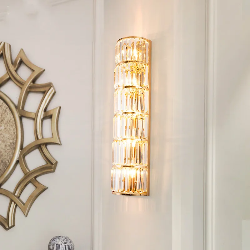 Hotel Circular Crystal Wall light Mirror LED luminaria Living Room