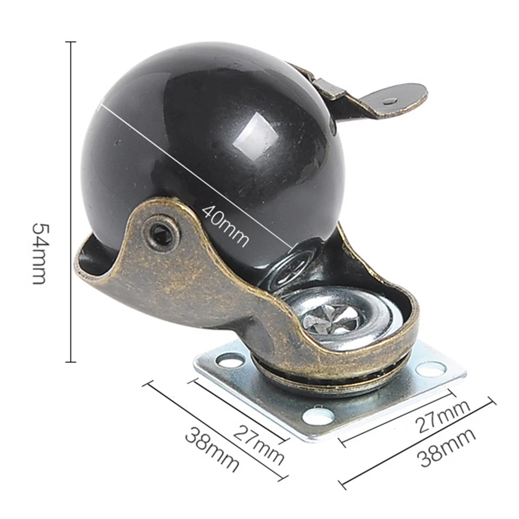 Swivel Plate PP Ball Caster Wheels for Heavy Duty 1.5 inch with Lock