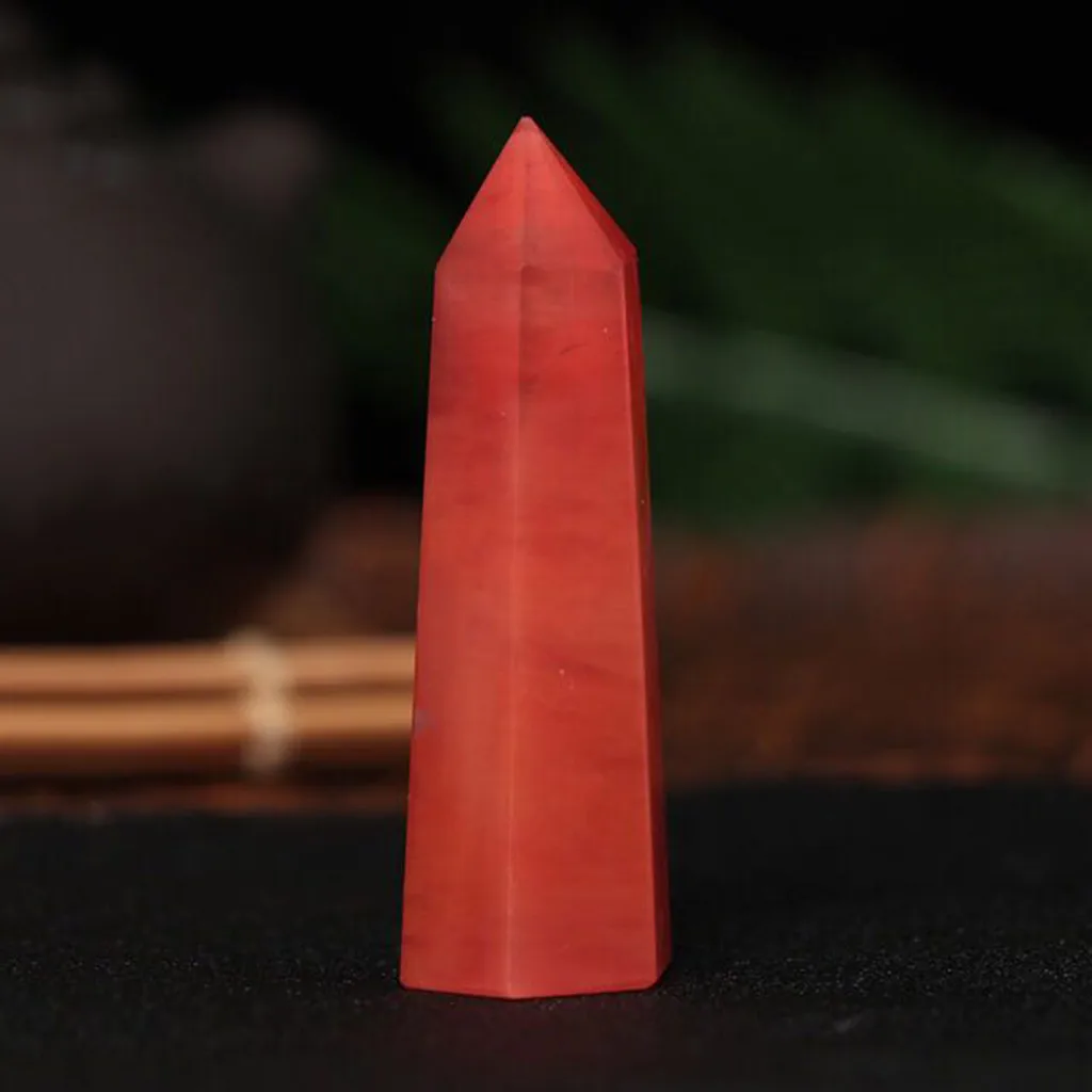 Rojo Oppal 40-50 mm de Cristal de Cuarzo Rojo de fundición Punto curativo obelisco Varita Hexagonal Reiki decoración del hogar para el día de Pascua 