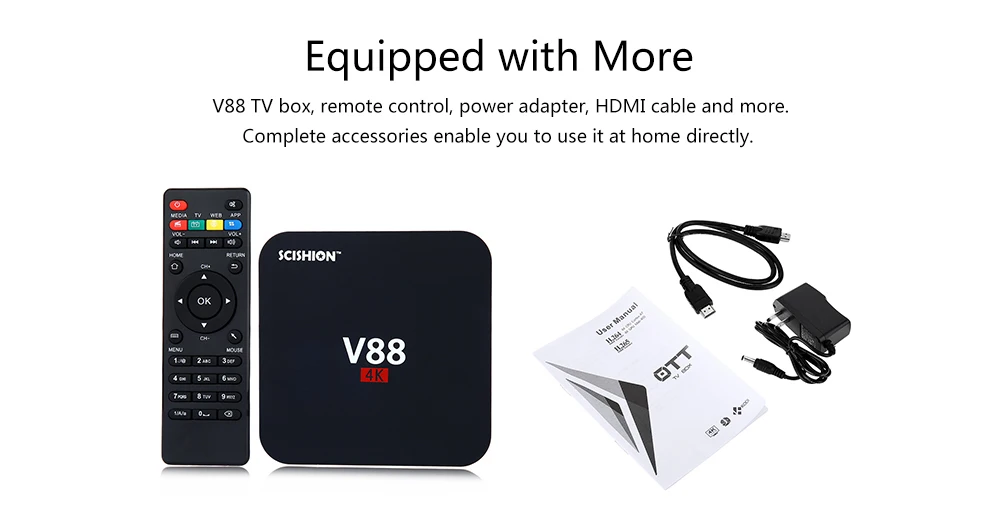 Android tv Box V88 1 ГБ ОЗУ 8 Гб ПЗУ RK3229 четырехъядерный 1080P HD WiFi смарт ТВ приставка медиаплеер телеприставка