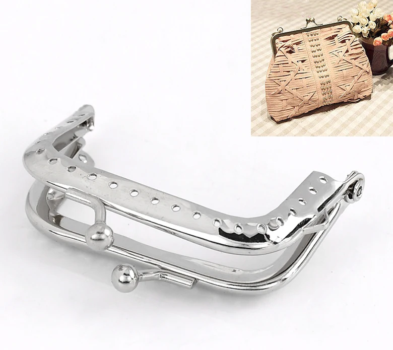 Белый K-gloss квадратный кожаный зажим для сумки 6.8x5.2cm-5