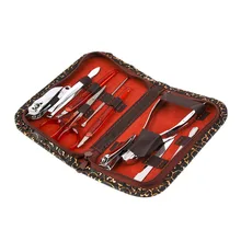 Горячий 10 шт портативный размер маникюрный набор из нержавеющей стали салон дешевая цена кусачки для ногтей Очиститель Уход за ногтями Наборы инструментов с футляром для переноски