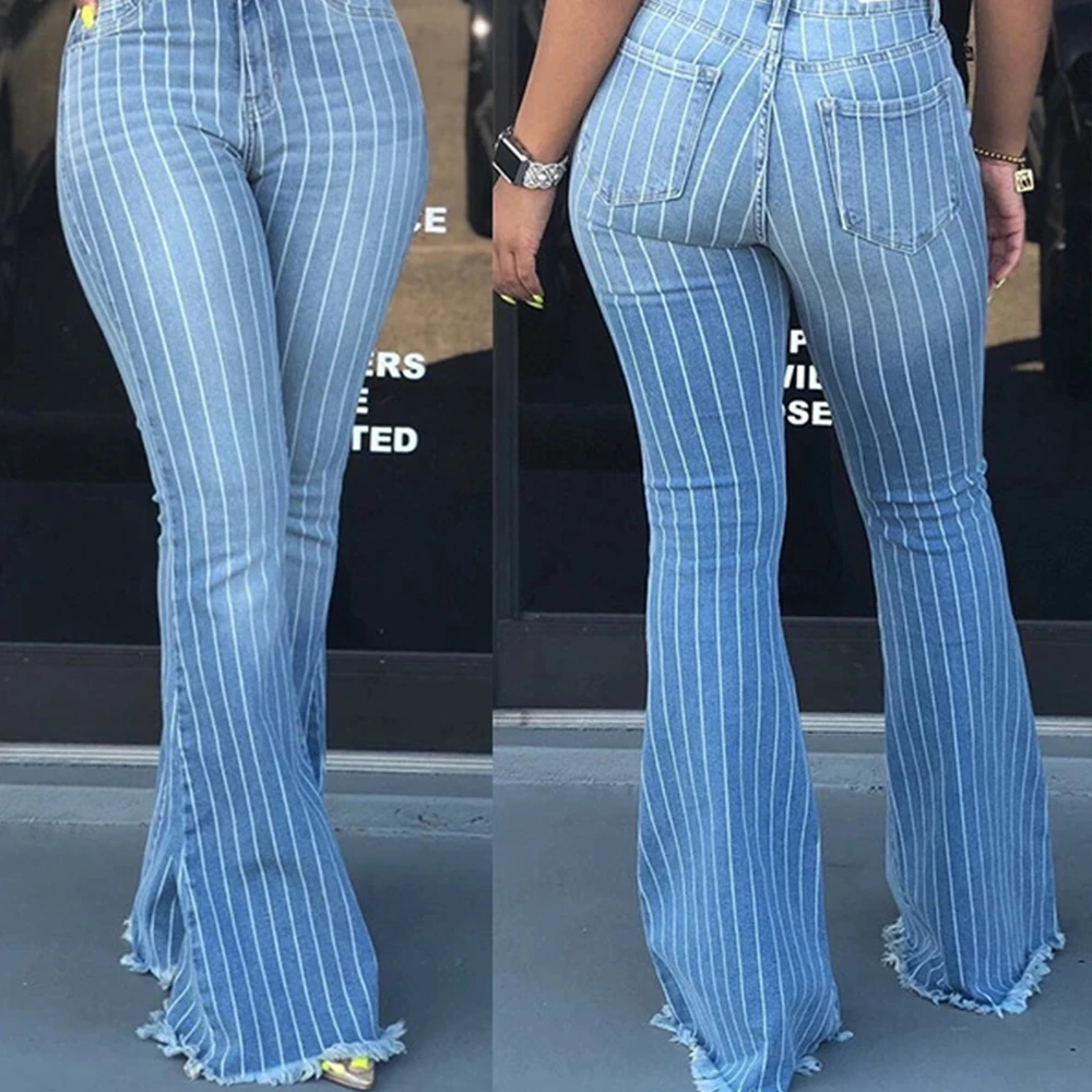 bell bottom striped jeans
