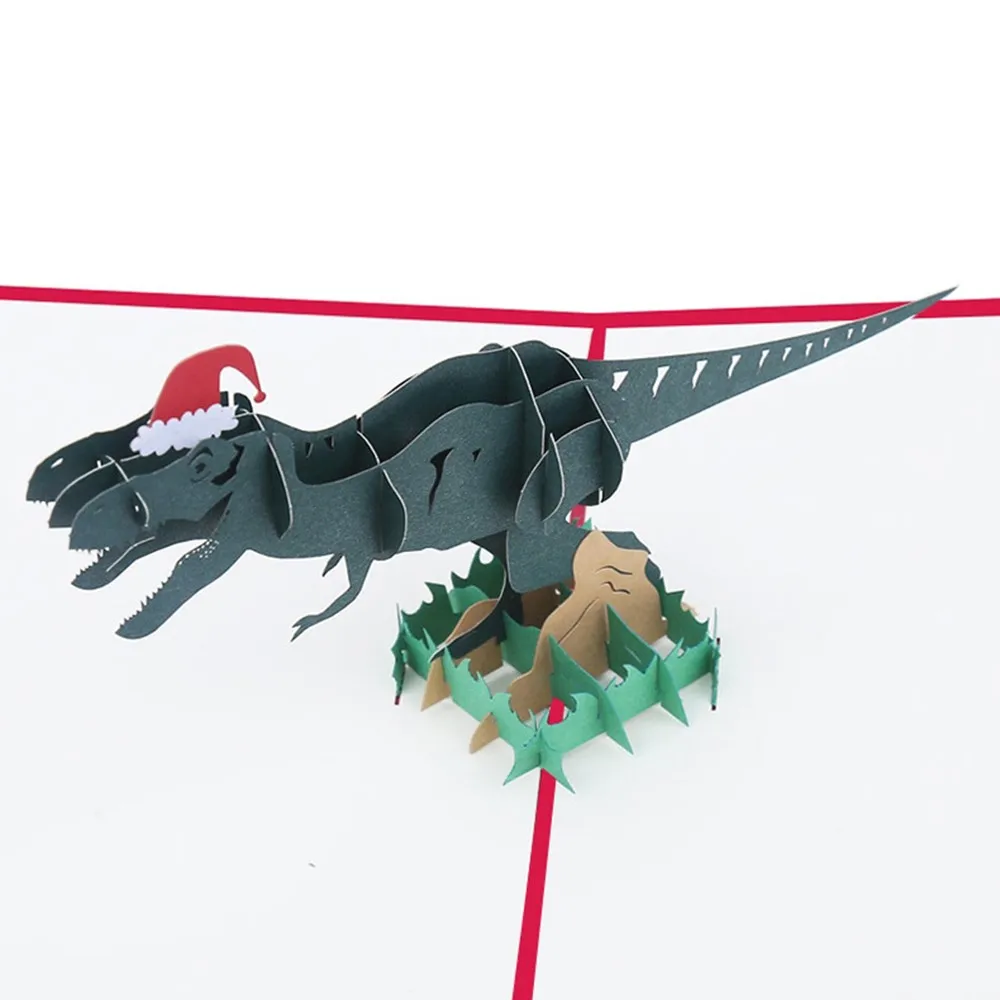 20X15 см Рождественская открытка 3D Динозавр выдолбленная бумажная скульптура поздравительная открытка DIY рождественские открытки для благословения праздничные принадлежности