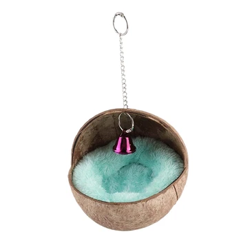 

Bird Nest Hanging Natural Coconut Shell Birds House Hut Breeding Nesting Bird Aviary Cage Boxanti-Pecking Bite