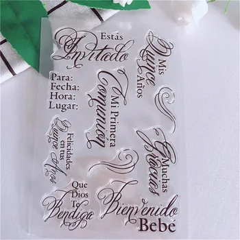 

11*16 Spanish Word Clear Stamp Transparent Silicone Seal for DIY Scrapbooking Card Making Photo Album Decoration Craft Stamp
