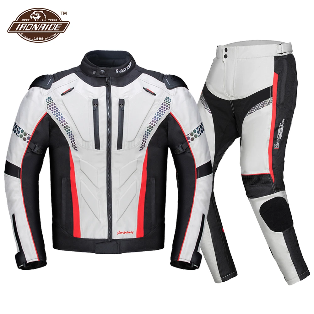 

Waterproof Motorcycle Jacket Men Motocross Jacket Windproof Jaqueta Motoqueiro Cold-proof Motorbike Jacket+pants Suit
