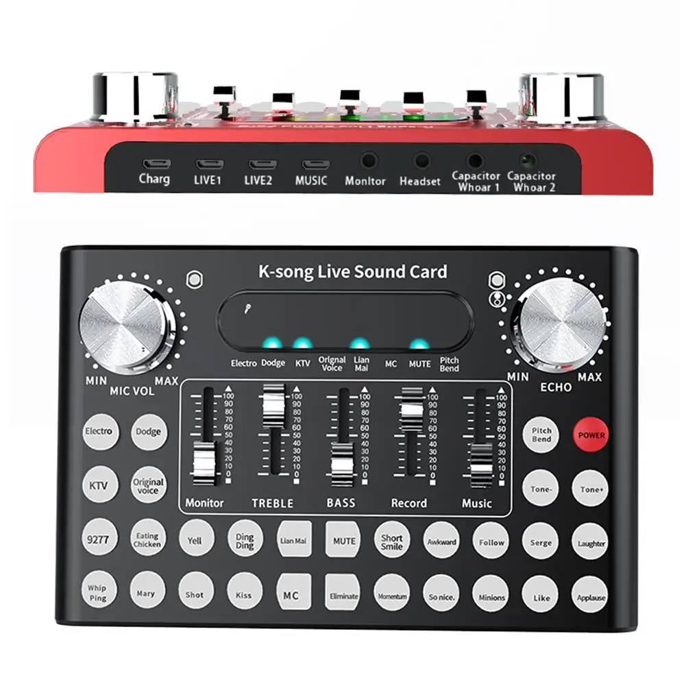 

Mobile Dual Live F9 Sound Card Electric / Diacritical 18 Effects Live Bluetooth Microphone Mixer for Computer Audio Sound Card