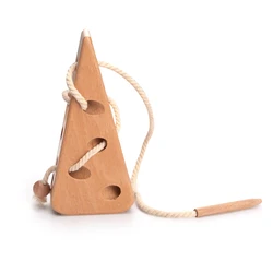 Queijo de madeira amarrando brinquedo montessori educacional para crianças corda threading lacing crianças aprendizagem brinquedos