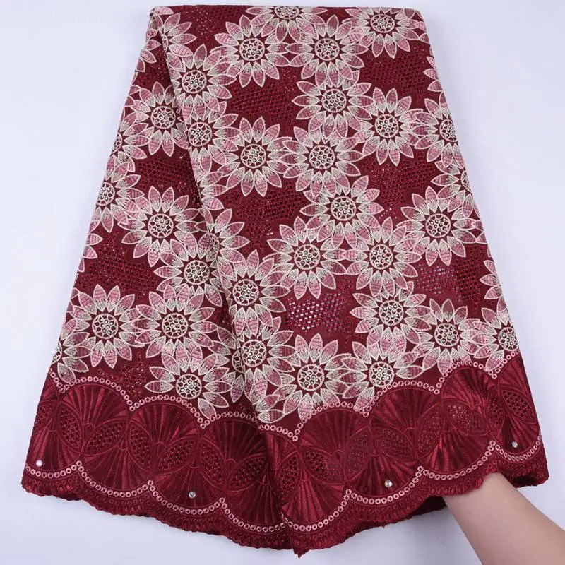 Latest Swiss African Cotton Lace Fabric High Quality Swiss Voile Lace In Switzerland With Stones For Sewing Dresses S1728