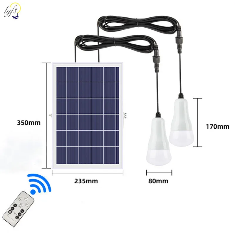 LED solar street light global bulb outdoor waterproof garden courtyard road solar lamp lighting camping hiking with two bulbs