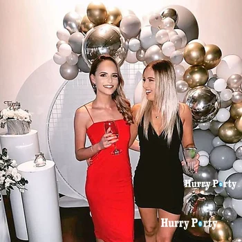 

100Pcs/Set 4D Silver Aluminium Foil Balloons Garland Arch Metallic Gold Wedding Event Deco Favors Baby Shower Party Decoration