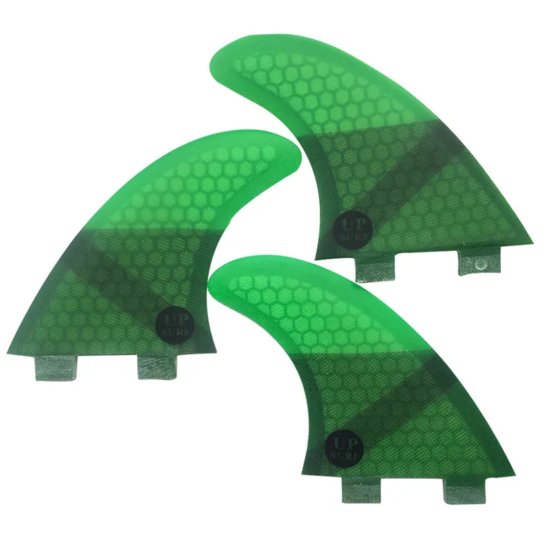 Double Tabs M Quilhas Fins Double Tabs Fins Surfboard Fin Honeycomb Fibreglass Fins Green color