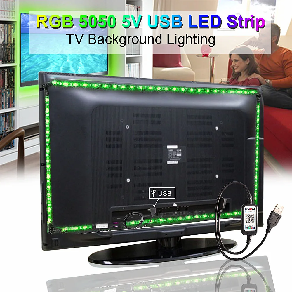 USB Светодиодные ленты светильник 5V 5050 RGB ленты для ПК 0,5 м/1 м/2 м/3 м/4 м/5 м гибкая неоновая лента Светодиодные ленты ТВ Подсветка с контроллером и поддержкой Bluetooth