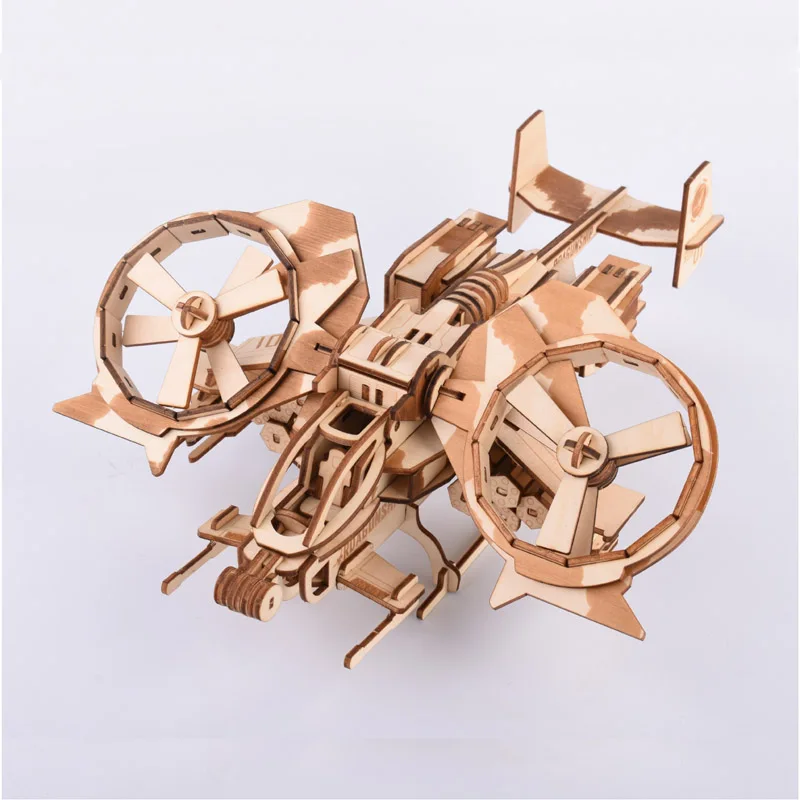 

3D Puzzle Whirlybird Action Wooden DIY Three-Dimensional Puzzle Drug Scorpion Fighter Parent-child game Educational toys
