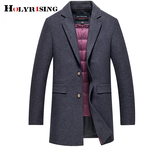 Holyrising мужские шерстяные пальто с пуховым жилетом Регулируемый жилет длинная теплая верхняя одежда утепленная верхняя одежда мужские ветрозащитные куртки 19014-5 - Цвет: Gray