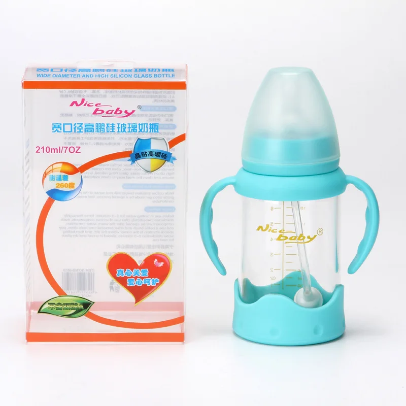 

Infants Wide Aperture Borosilicate Feeding Bottle 210ML with Handle Crystal Diamond Glass Feeding Bottles Manufacturers Wholesal