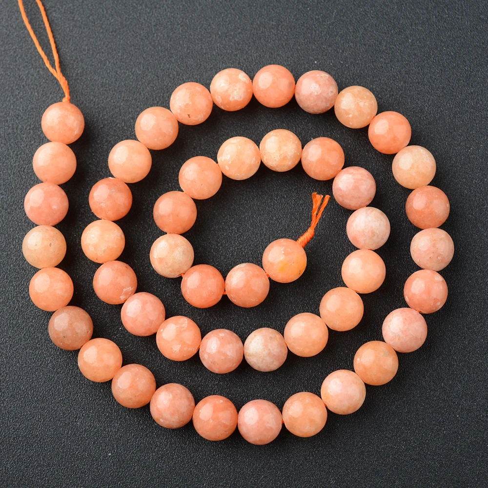 High Quality Natural Genuine South Africa Orange Pink Calcite Round Jewellery Loose Ball Beads 6mm 8mm 10mm 15