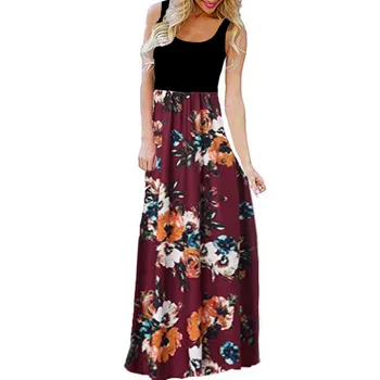 

Sleeveless Long dress women summer 2019 O-neck summer clothes for women Print Maxi Tank sundress female sukienka vestidos#G6