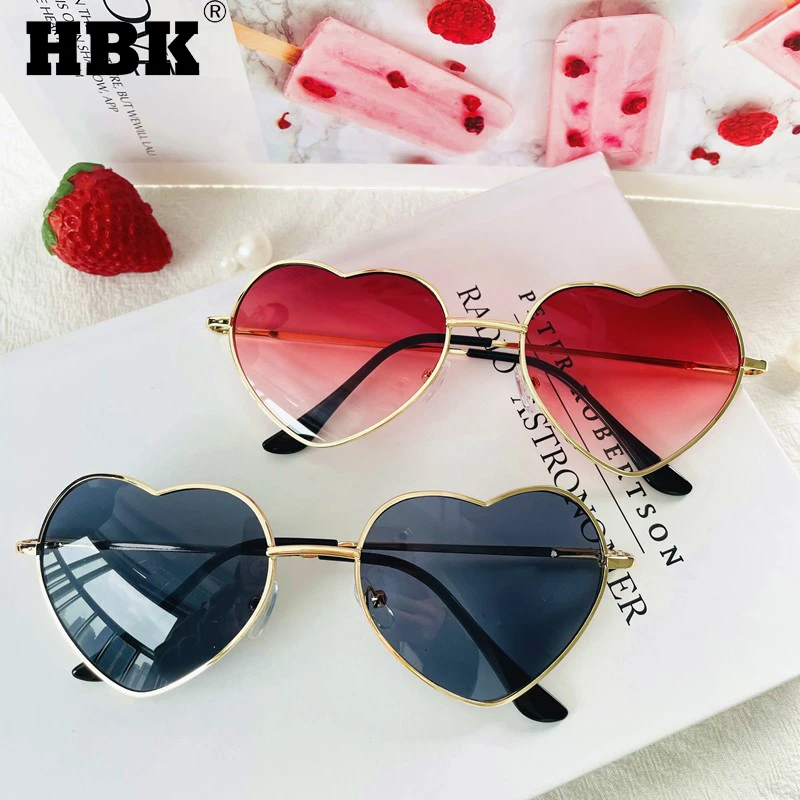 square sunglasses HBK Love Heart Shaped Sunglasses Women Men Small Red Sun Glasses Ladies Sexy Sweet Candy Brand Design Mirror Eyewear UV400 big round sunglasses