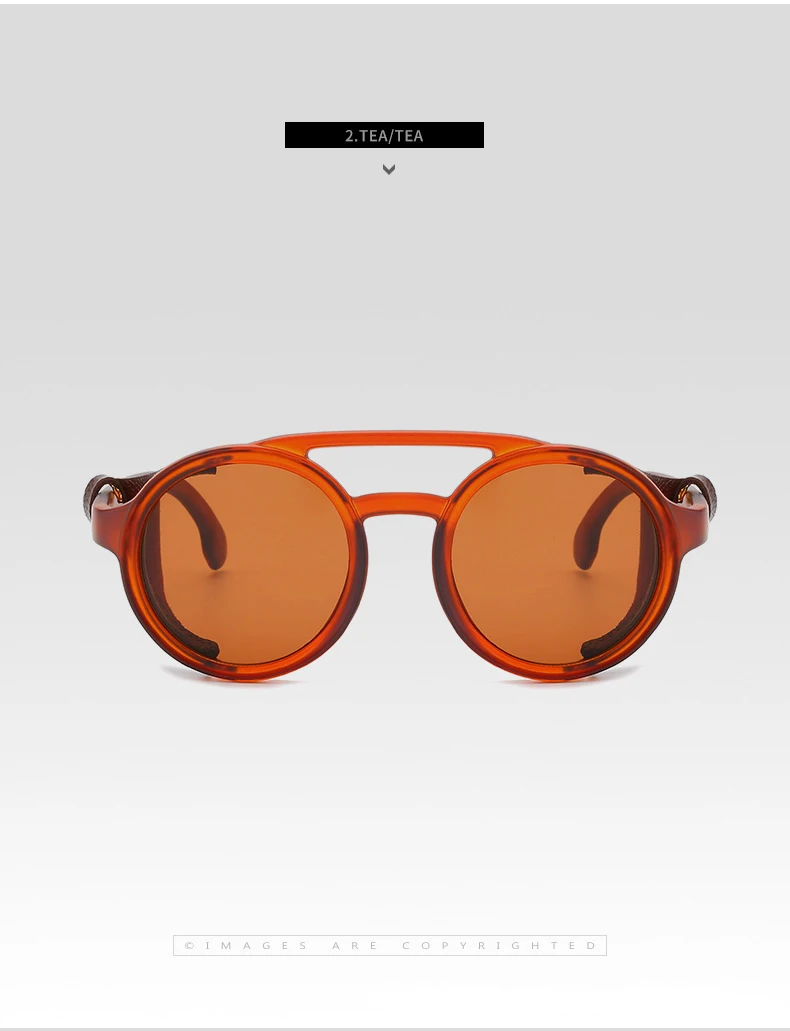 JackJad Fashion Cool SteamPunk Punk Style Round Sunglasses Leather Side Shield Brand Design Sun Glasses Oculos De Sol 95517