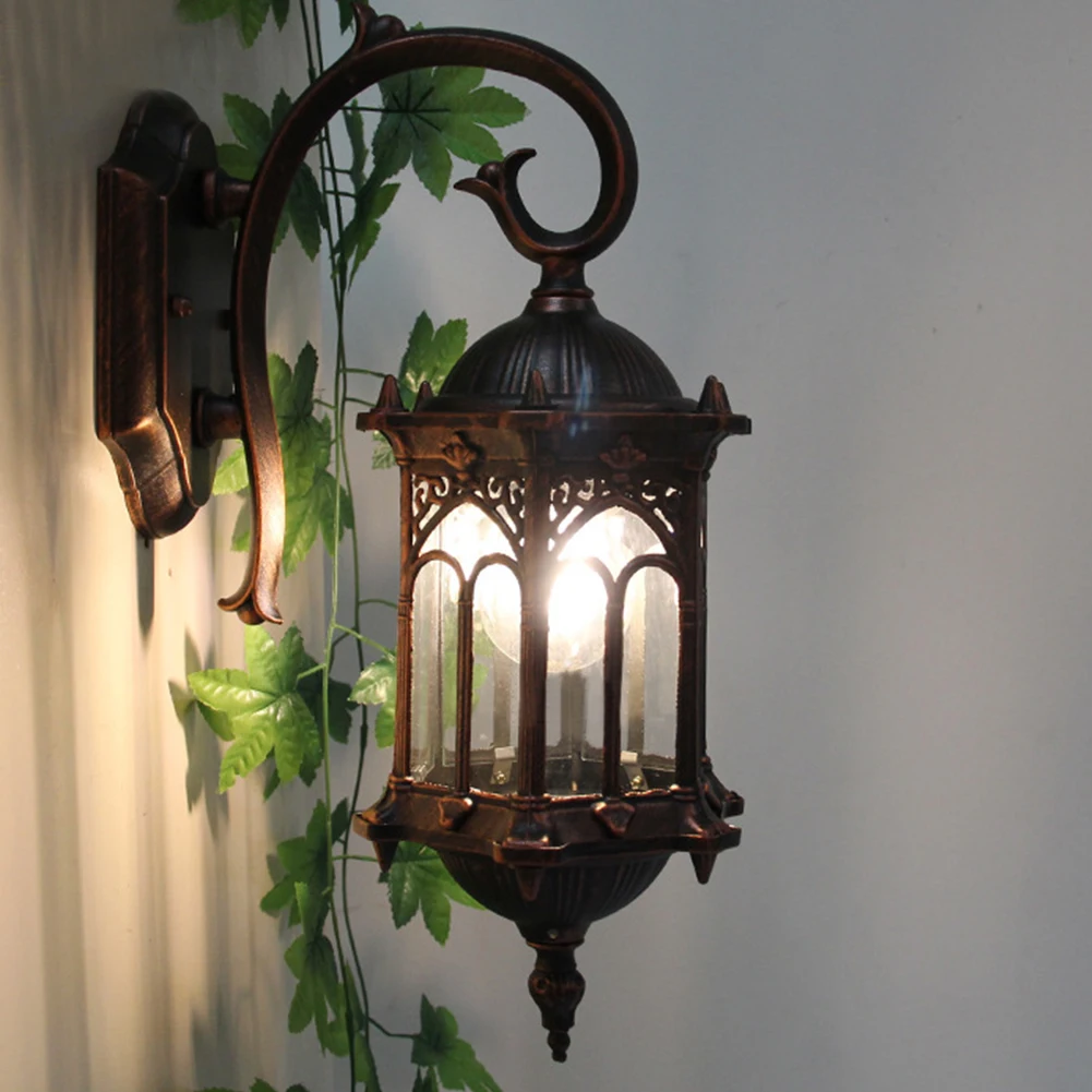 

Antique Wall Light Outdoor Garden Yard Loft Exterior Fixture Villa Pathway Clear Glass Waterproof Lantern Sconces Park Porch