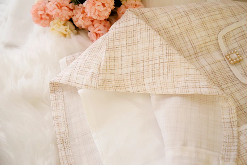 SWEETXUE осенний женский костюм из двух частей темперамент элегантный шифон сшивание лук карман Топ+ однобортный A-Line юбка комплект