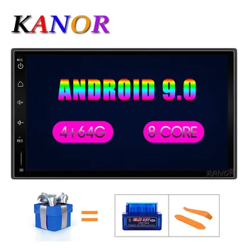 

KANOR Octa Core RAM 4G ROM 64G 2 Din Android 9.0 Car Audio Stereo Radio With GPS WiFi Universal GPS Navigation Video Head Unit