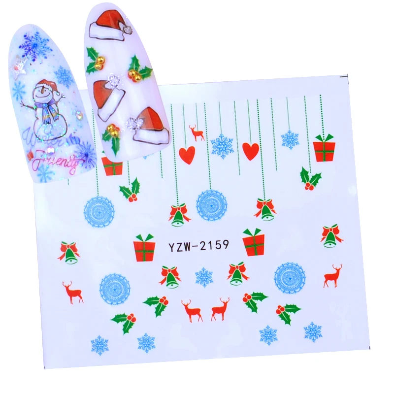 1 шт. Рождественская наклейка на ногти водная наклейка Рождественский Санта Клаус Олень переводная наклейка для ногтей маникюр инструмент украшения - Color: YZW-2159