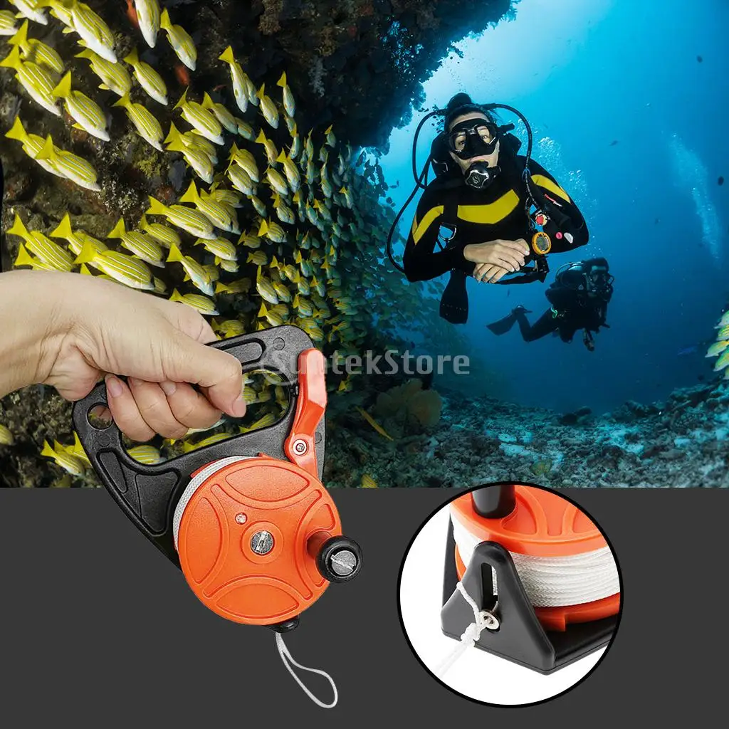 Scuba Dive Reel Wreck Cave Diving Reel with Thumb Stopper for Kayak Black 