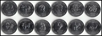 

Set 12Pcs Somalia Zodiac Commemorative Coins 2000 Africa 100% Real Original Coin Collection New