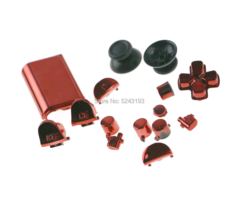 Комплект хромированных кнопок L1 R1 L2 R2 сменные колпачки для аналоговых стиков PS4 Pro