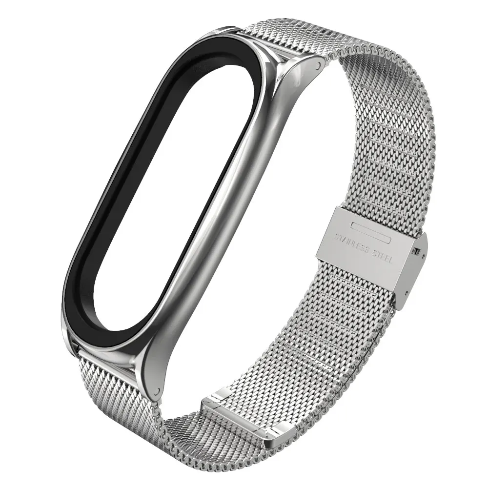 silver Браслет для Xiaomi mi, 4 ремешка, браслет mi Band 4 Wris, металлический браслет из нержавеющей стали, mi Band 3, браслет Correa mi Band 3 - Цвет: silver