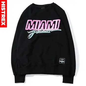 

Miami Pullover Sweatshirt Pink Letter Print Men Hip Hop Pullover Sweatshirt Hoodie 2020 Autumn Heat Clothing Cotton Streetwear