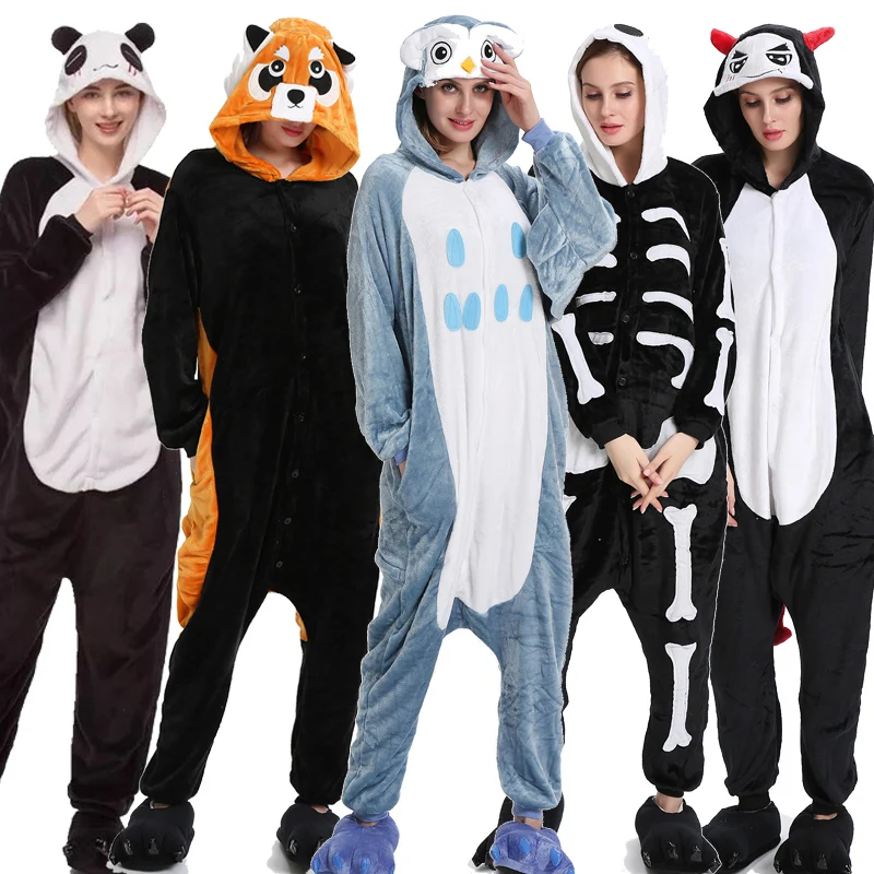 

Kigurumi Unicorn Raccoon Adults Animal Pajamas Cartoon Panda Sleepwear Cosplay Onesies Women Men Winter Suit Stitch S M L XL