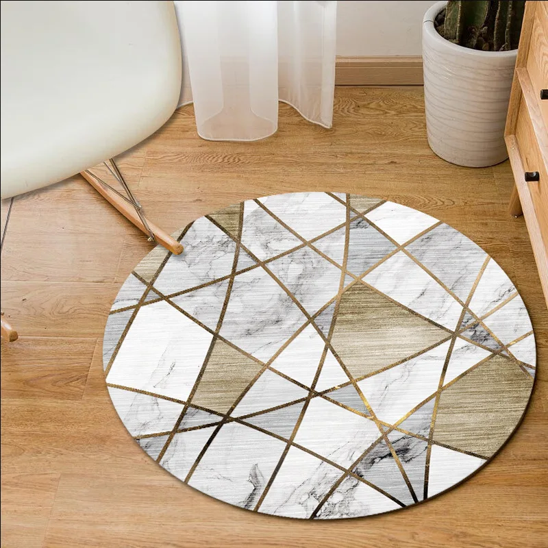 

Nordic Round Carpet Living Room Geometric Round Rug Home Decor Bedroom Carpet Computer Chair Floor Mat Entrance/Hallway Doormat