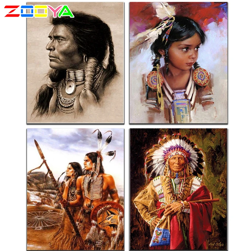 

ZOOYA New 5D DIY Diamond Drawing Character Cross Stitch Diamond Embroidery Round Diamond Mosaic Man Indian Handicrafts R20479