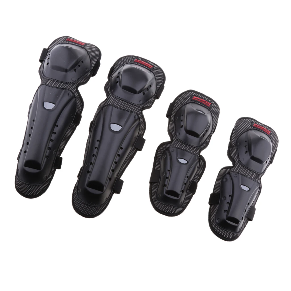 4Pieces Unisex Motorcycle Motocross Cycling Elbow and Knee Pads Protector Guard Set Black