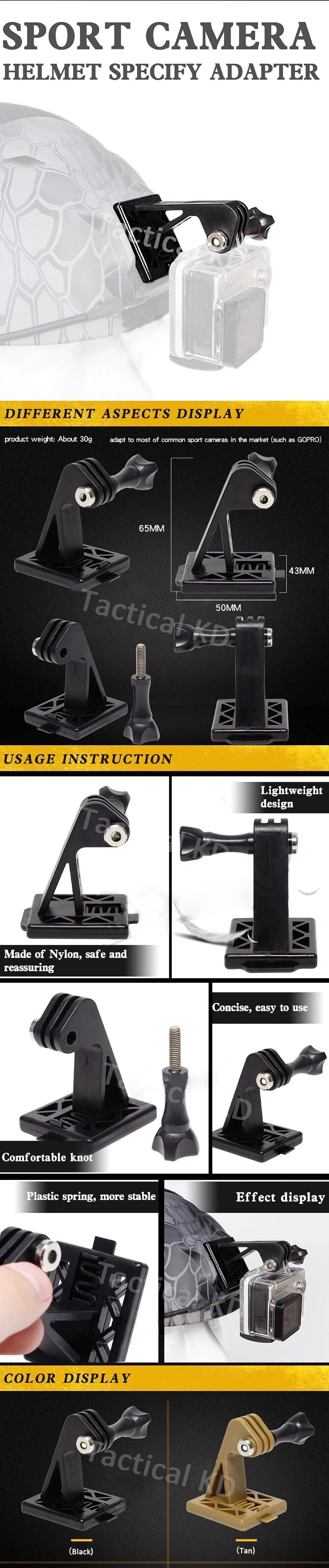 Action GoPro Hero Helmet Fixed Mount Base Adapter Tactical Camera Mount Adapter Go Pro Accessories Hunting Military Base Holder