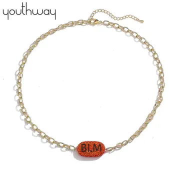 

BLM Soft Clay Word Link Chain Necklace Anniversary Choker Necklace