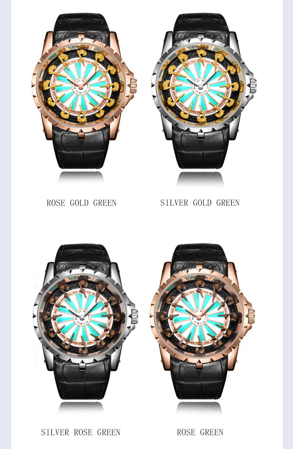 ONOLA Модные Роскошные мужские часы классический бренд розовое золото кварцевые наручные часы кожа водонепроницаемые стильные цветные мужские часы