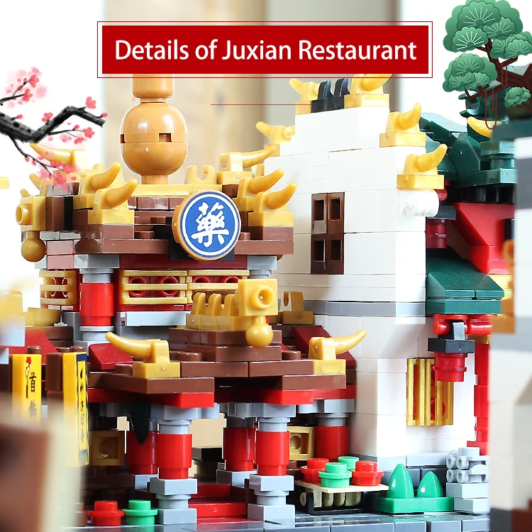 

Legoed City XingBao Mini Street Ancient Chinese Architecture Model with stickers Building Blocks Educational children Toys Brick