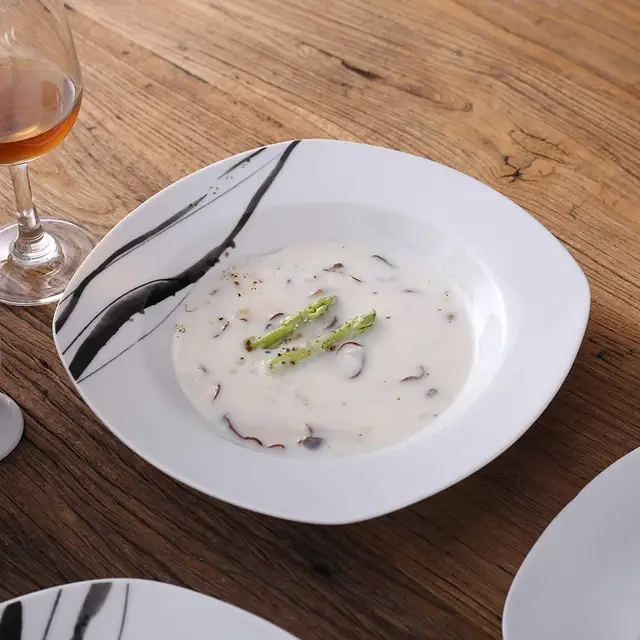 Veweet Teresa 24/48 Darabos Vacsorakészlet Porcelán Kerámia Asztalkészlet Tál Desszert Leves Lemez Vacsora Platet Evőeszköz - Image 5