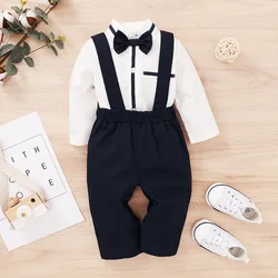 Vêtements pour bébés garçons de 0 à 24 mois, tenue de bonne année, barboteuse à manches longues + pantalon Long, ensemble printemps/automne 